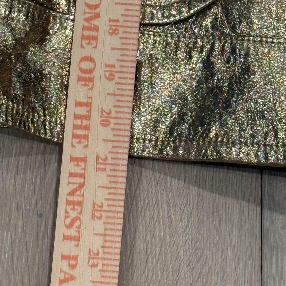 Vintage George By Mark Eisen‎ Gold Foil Goat Suede Luxe Metallic Jacket Y2K Sz L